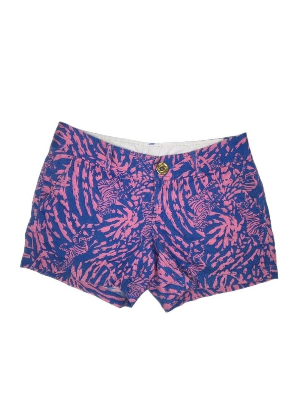 Lilly Pulitzer Rollin In The Grass Zebra Print Size 4 Blue/Pink Resortwear